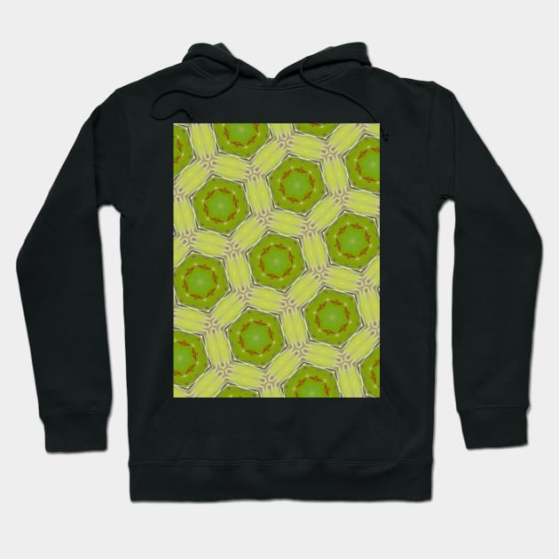 Green Hex Shapes with Darker Green Star Pattern Inside - WelshDesignsTP003 Hoodie by WelshDesigns